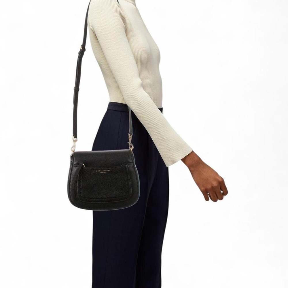 Marc Jacobs Empire City Mini Messenger Black Gold Leather Crossbody Bag